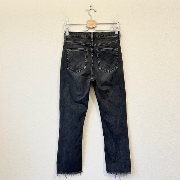 EVERLANE Kick Crop Jeans Charcoal High Rise Bootcut Frayed Grunge - Picture 2 of 15